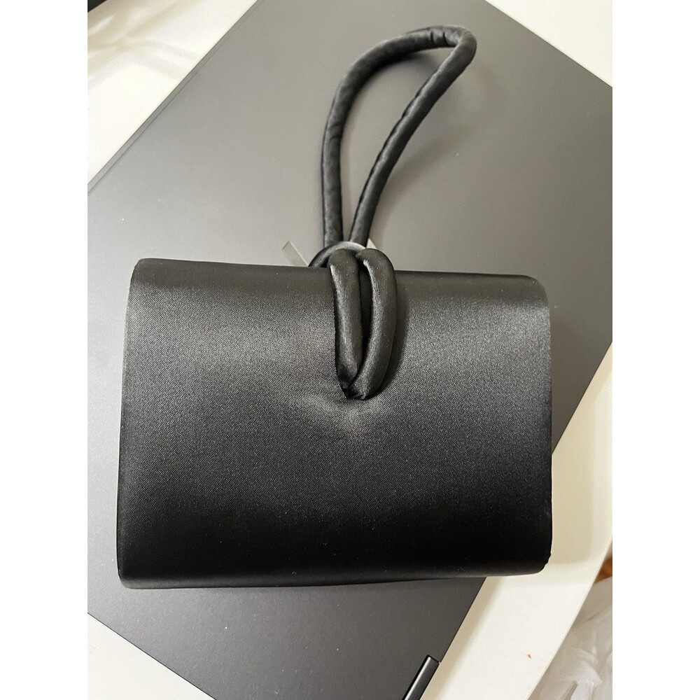 Black Satin Knot Handle Evening Bag